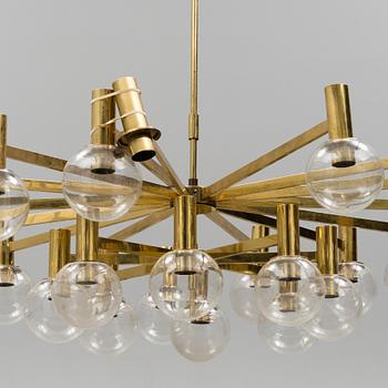 A brass ceiling light, Ott international, Germany, second half of the 20th century.