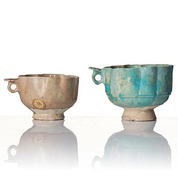 Two pottery jugs, Central Asia, 13th century.