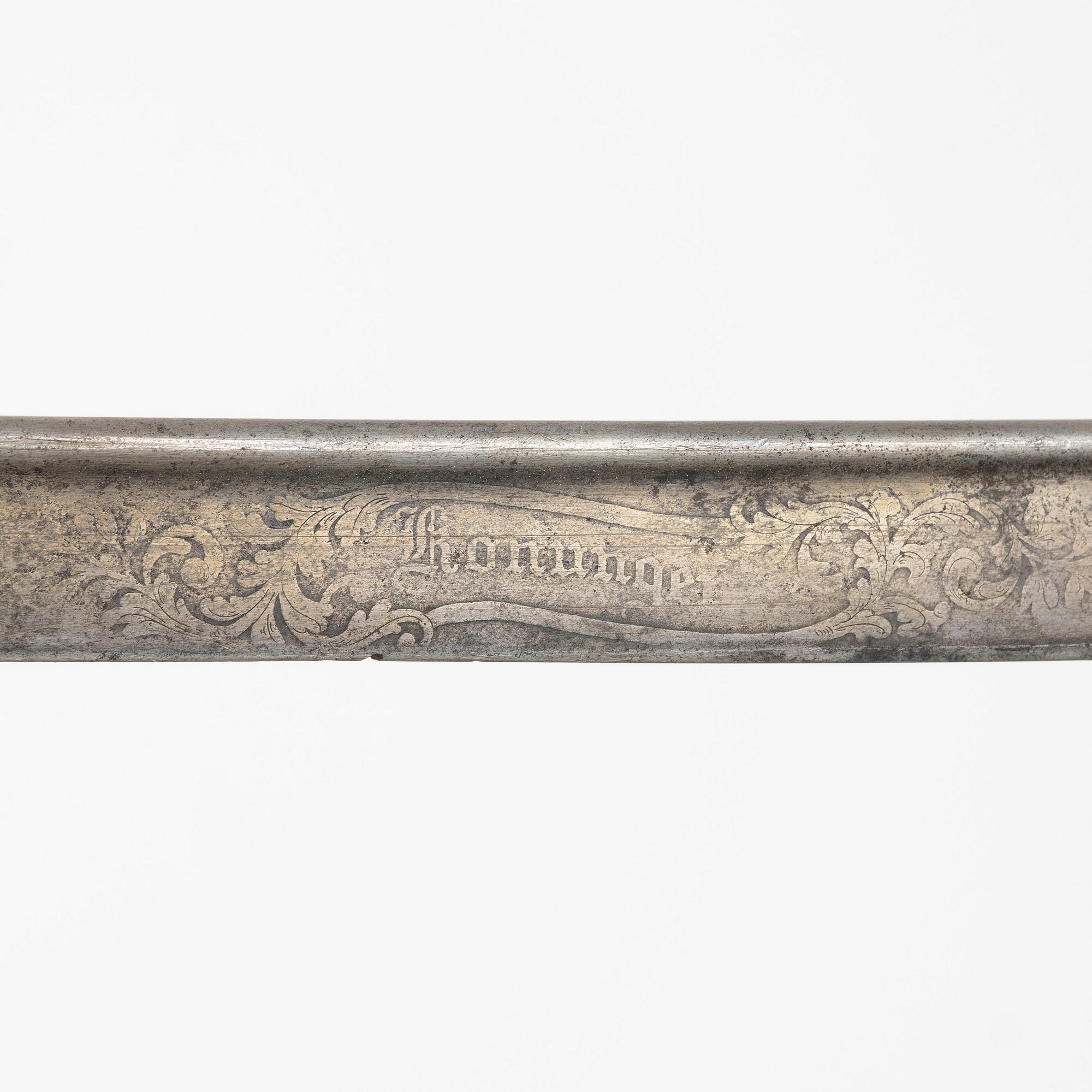 Sabre, Swedish, 1859 pattern for infantry officer, with scabbard.