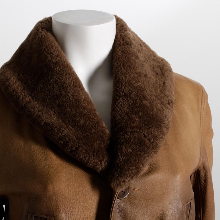 LEATHER JACKET with FUR COLLAR, Ralph Lauren.