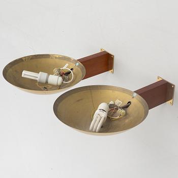 Eckart Muthesius, a pair of wall lamps, Walther Schnepel, Tecnolumen, West Germany, late 20th century.