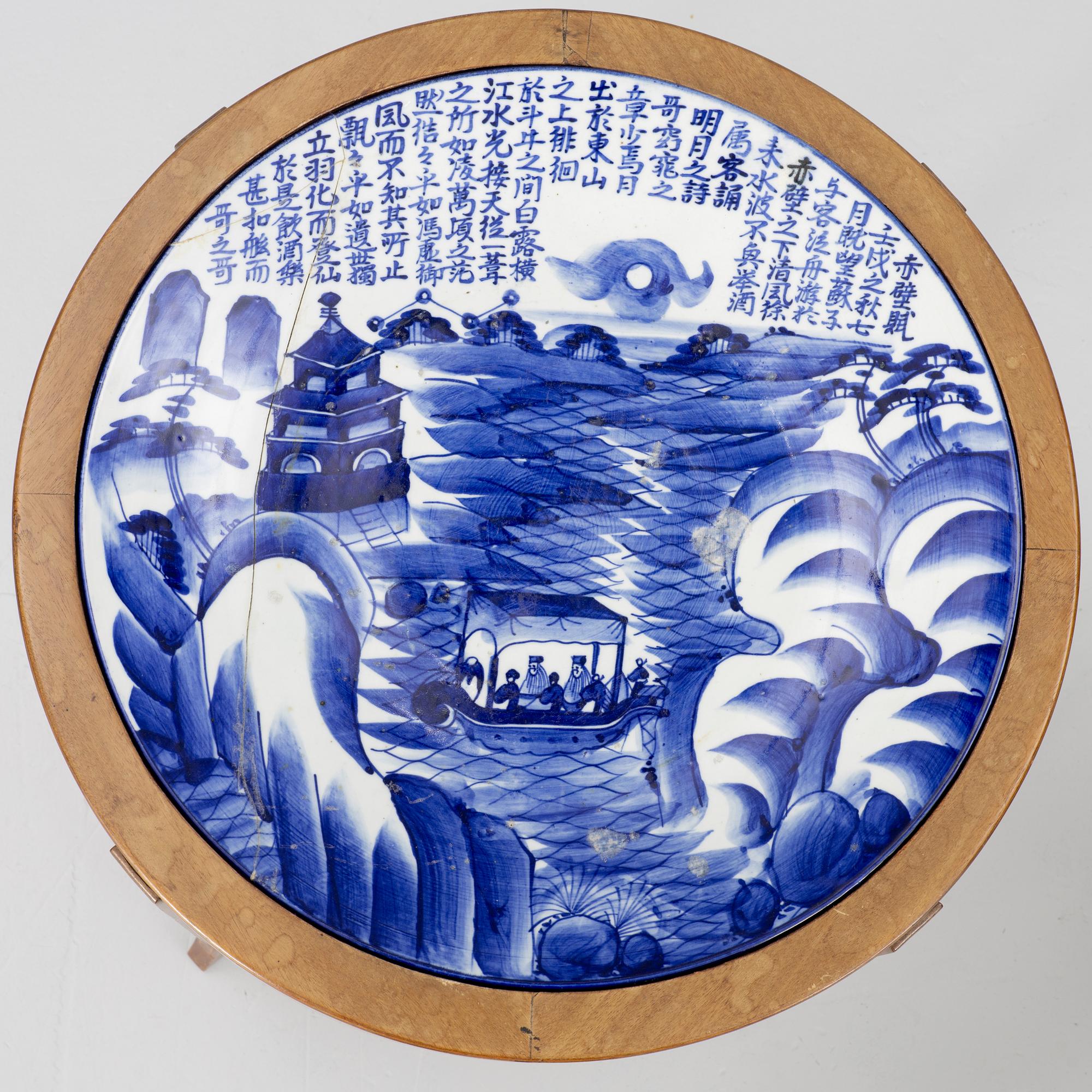 Bord med porslinsfat, ett par, Europa & Japan. omkring år 1900.