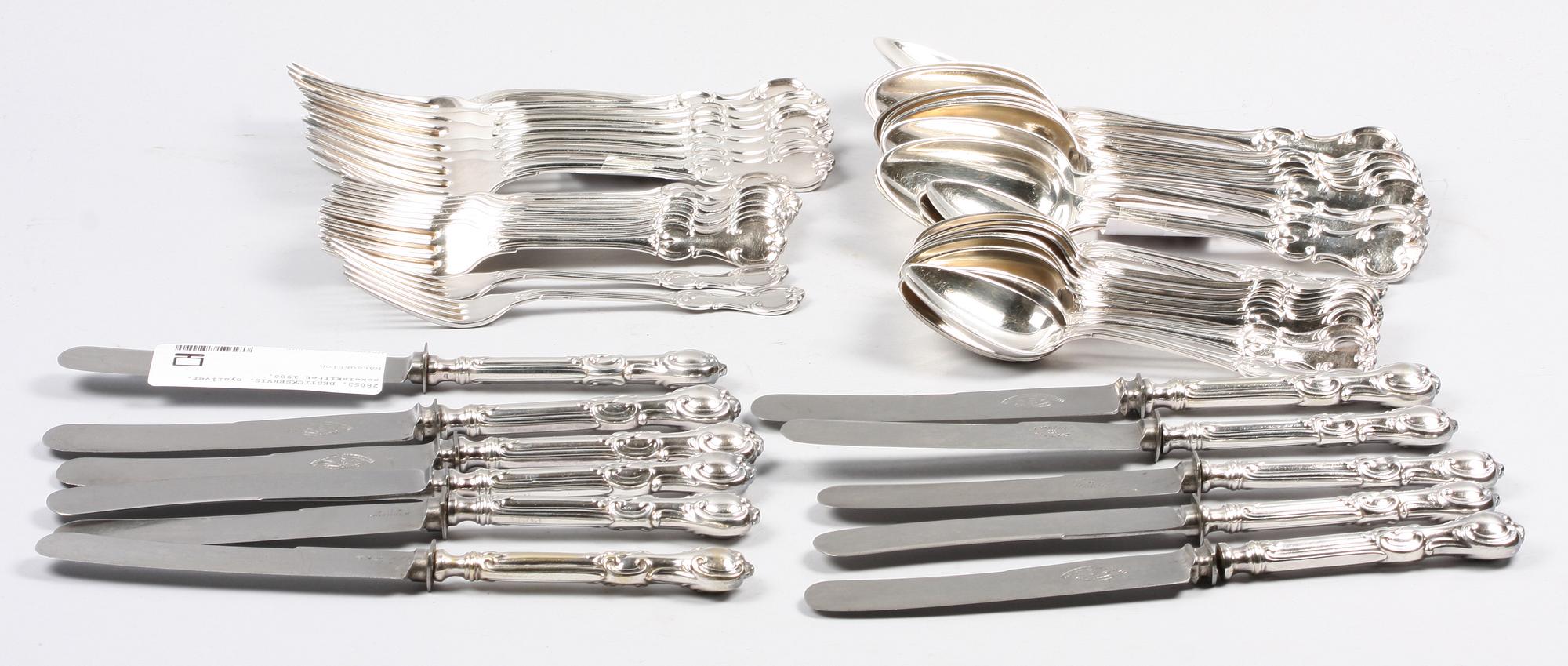 BESTICKSERVIS, nysilver, sekelskiftet 1900.