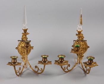 VÄGGAPPLIQUER, ett par, oscarianska, 1800-talets andra hälft.