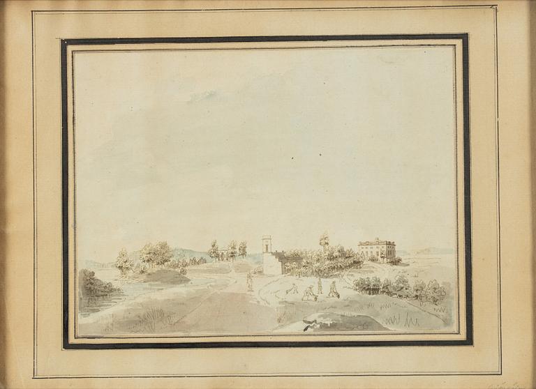 Jonas Carl Linnerhielm, tillskriven, akvarellerad konturetsning.