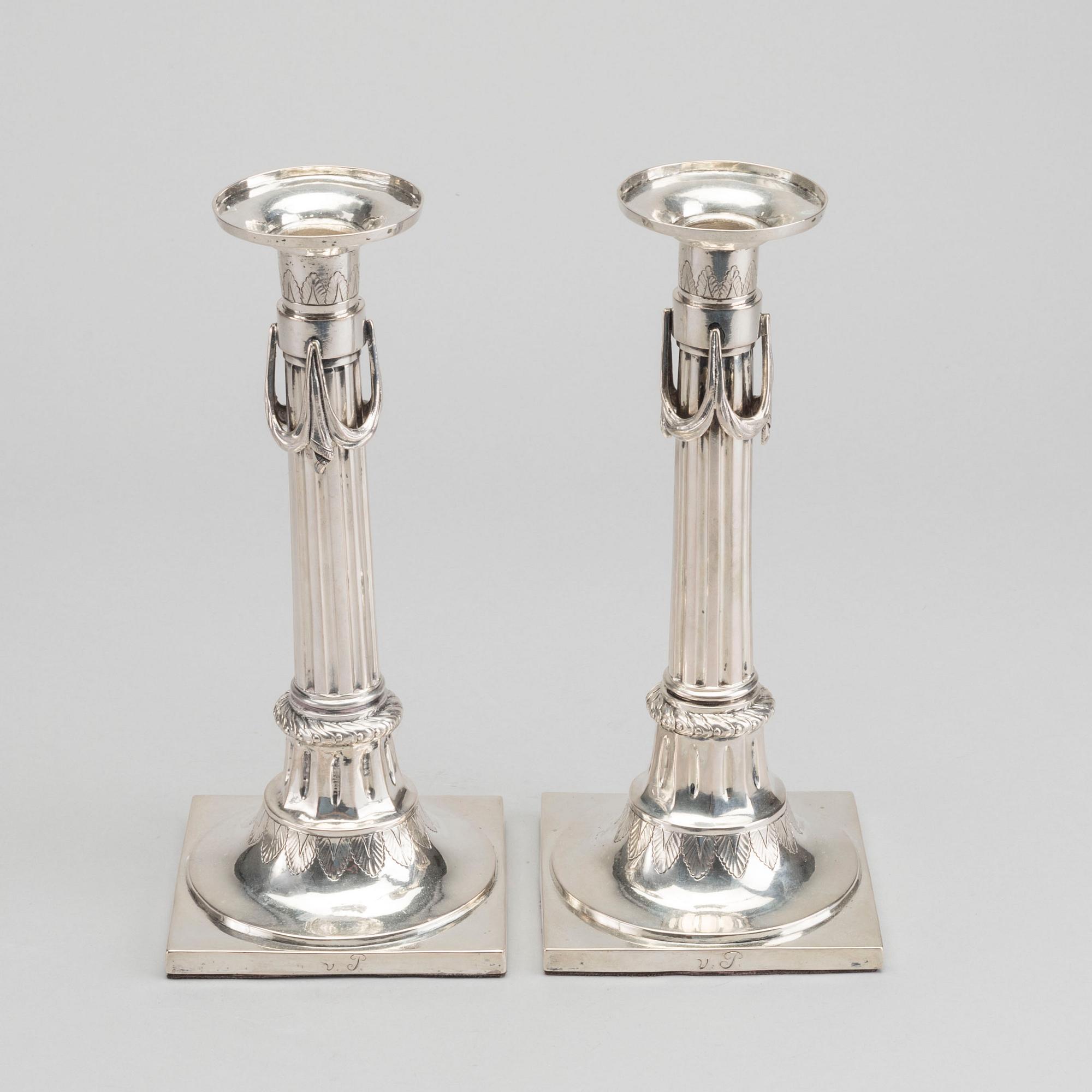 A COUPLE OF SILVER CANDLESTICKS, Braunschweig.