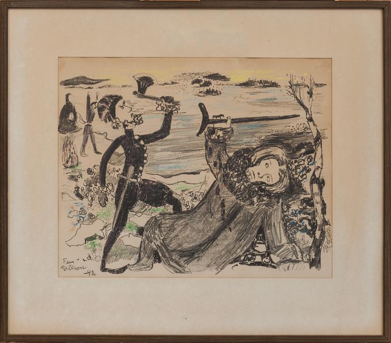 SVEN X:ET ERIXSON, kolorerad litografi, signerad (förstärkt av konstnären) samt daterad -42.