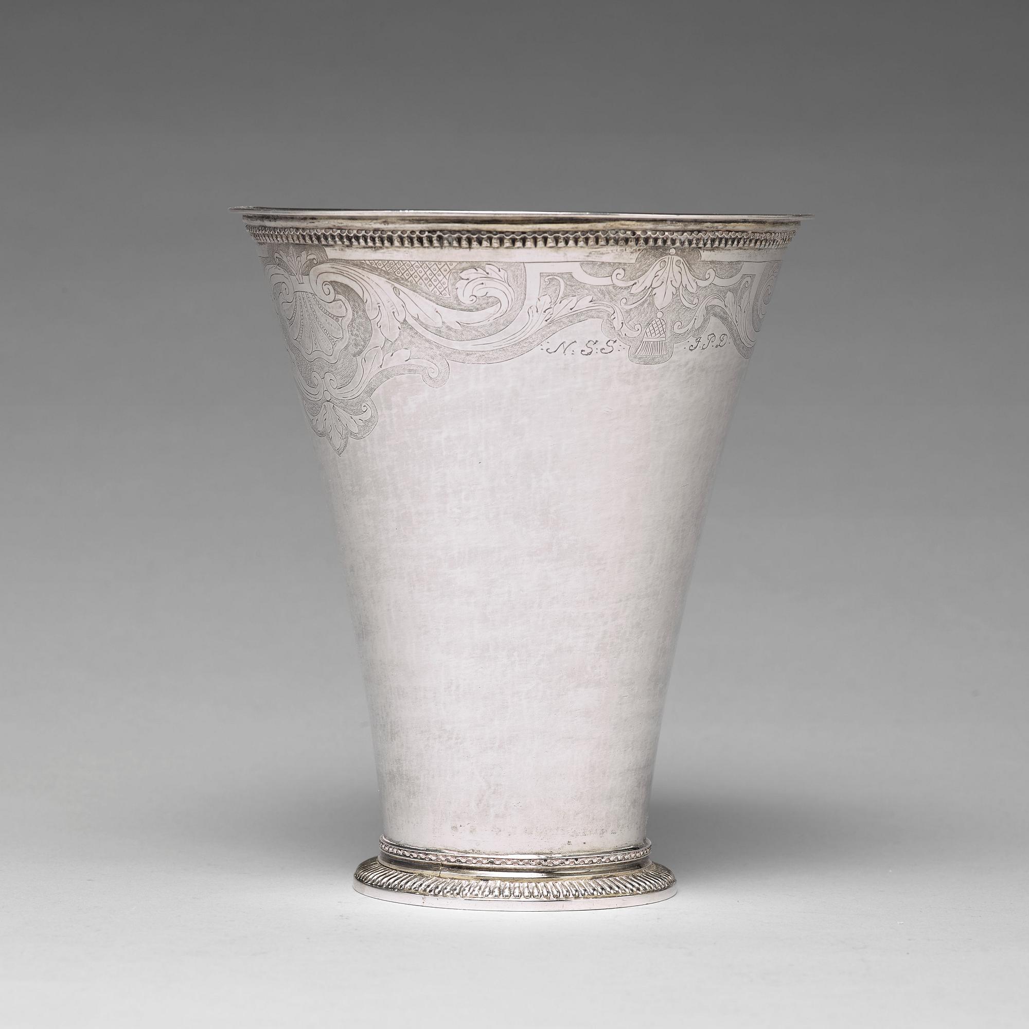 A Swedish 18th century parcel-gilt silver beaker, mark of Axel Johan Limnell, Växjö 1757.