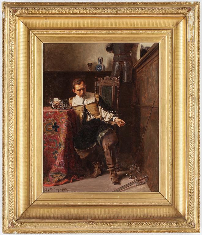 GUSTAF AXEL HERTZBERG, olja på duk. Signerad och daterad D-f(Düsseldorf) 1870.