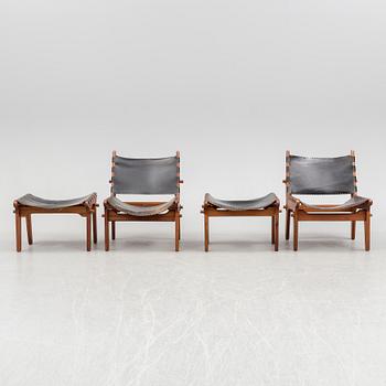 A pair of easy chairs with foot stools by Angel Pazmino, El Salvador, 1960s.