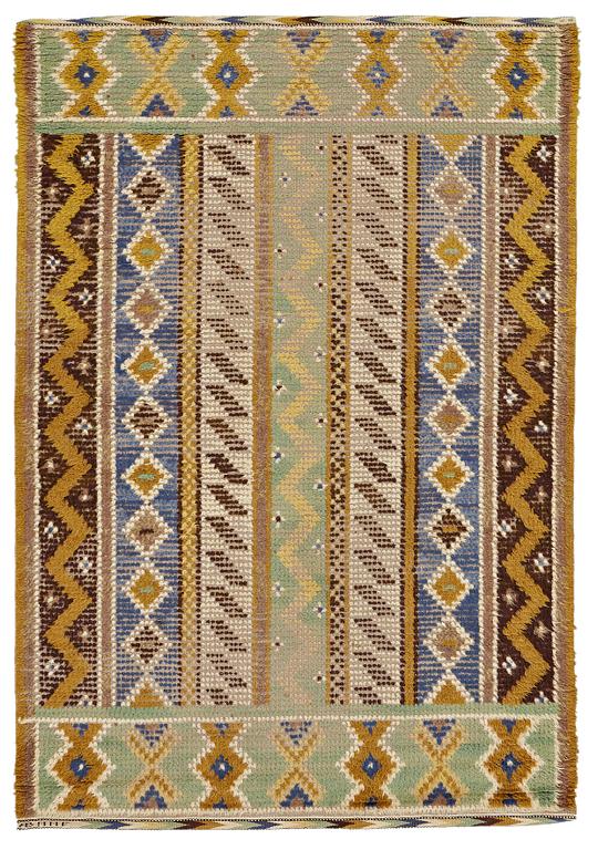 Märta Måås-Fjetterström, MÄRTA MÅÅS-FJETTERSTRÖM, A RUG, "Blå randig rya", knotted pile, ca 206,5 x 142,5 cm, signed AB MMF.