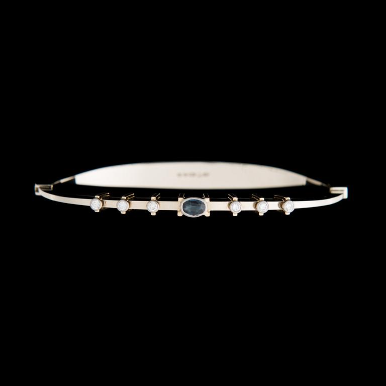 ELIS KAUPPI, BRACELET, facetted sapphire, brilliant cut diamonds, 18K gold. Kupittaan Kulta, Turku Finland 1982.