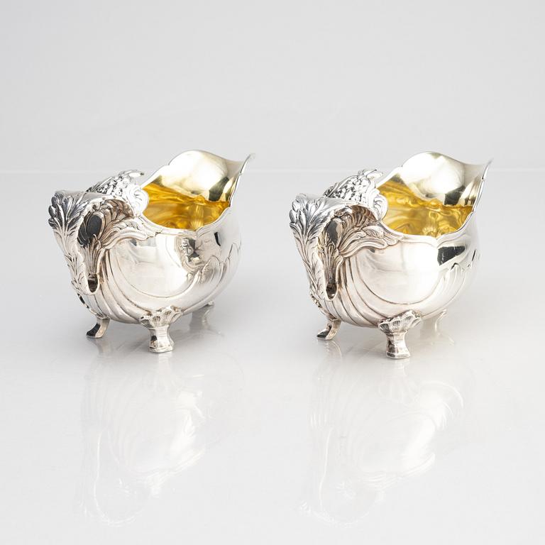 A pair of parcel gilt silver sauce boats, W.A. Bolin, Stockholm 1943.