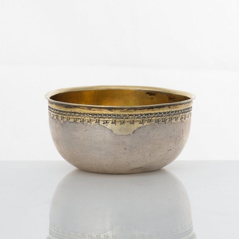 A Swedish 18th century parcel-gilt silver tumbler, mark of Christoffer Bauman, Hudiksvall 1786.