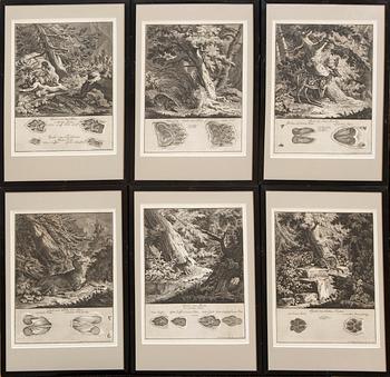 Johann Elias Ridinger, six copper engravings, Germany 18th Century.