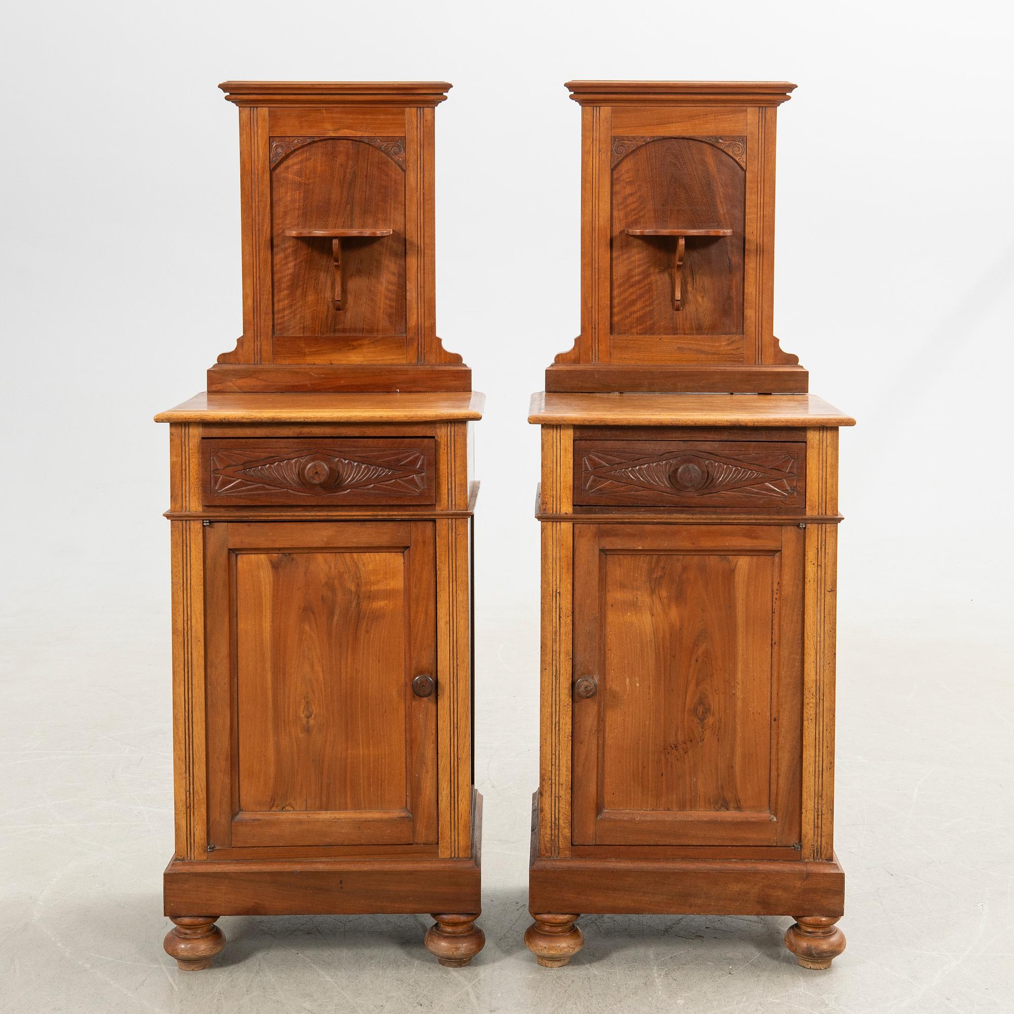 Nightstands, a pair, first half of the 20th century.
