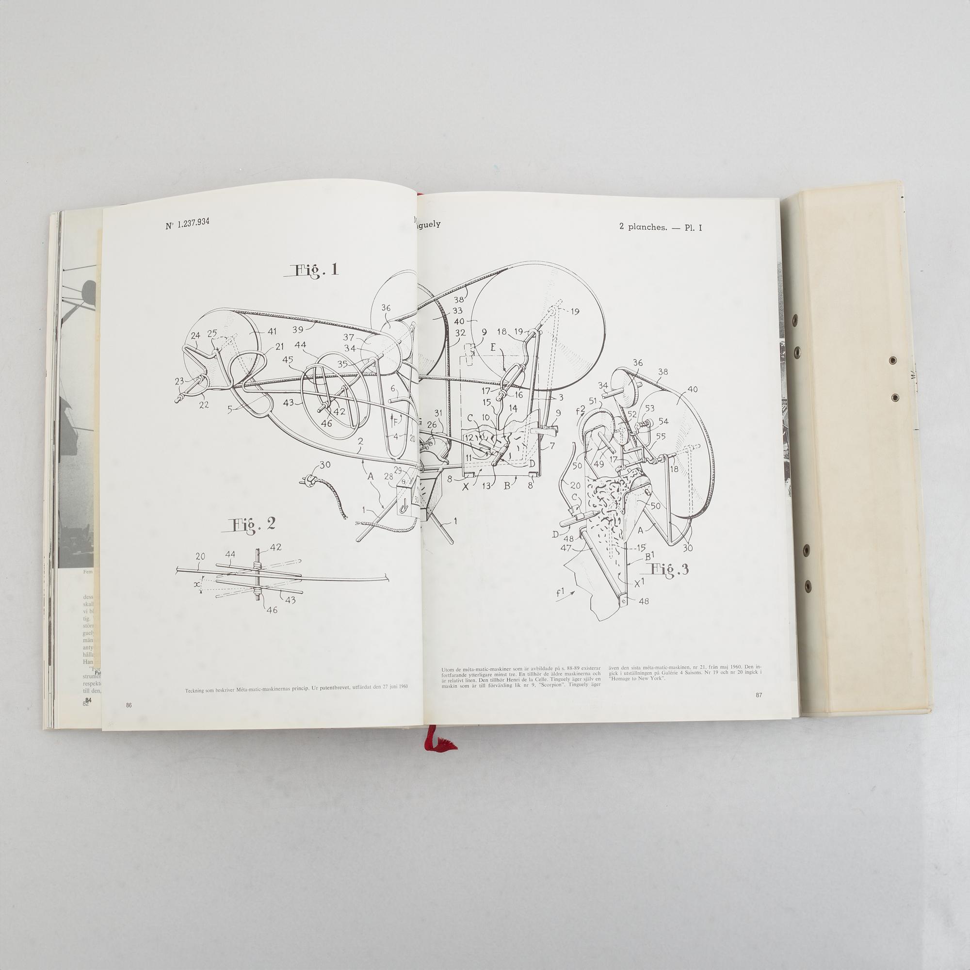 two books, Jean Tinguely, after, "Méta", and "Pontus Hultén, Hon & moderna".