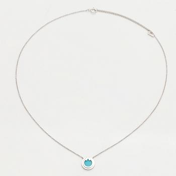 Tiffany & Co, kaulakoru, "T Two Circle", 18K valkokultaa ja turkoosi.