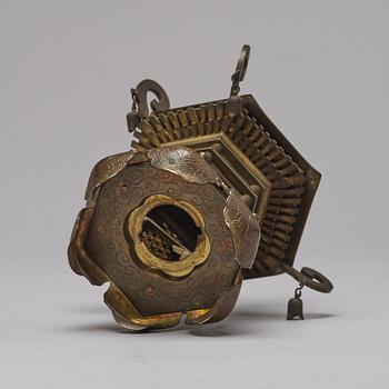 A Japanese tray, miniature pagoda and basket, early 20th Century.