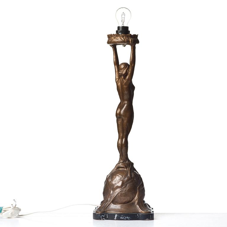 Gerda Sprinchorn, bordslampa, "Solen", Herman Bergmans Gjuteri, Stockholm, jugend.