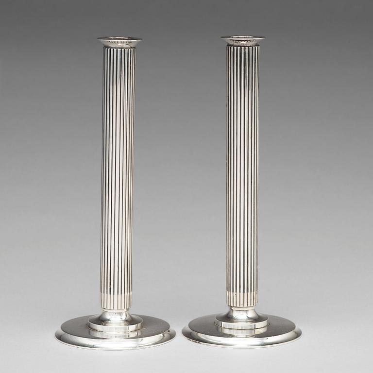 Sigvard Bernadotte, a pair of sterling silver candlesticks, Georg Jensen, Copenhagen 1945-77, design nr 855B.