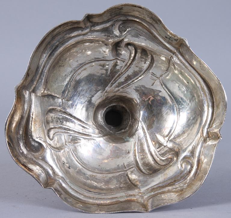 LJUSSTAKE, silver, rokokostil, 1700/1800-tal.