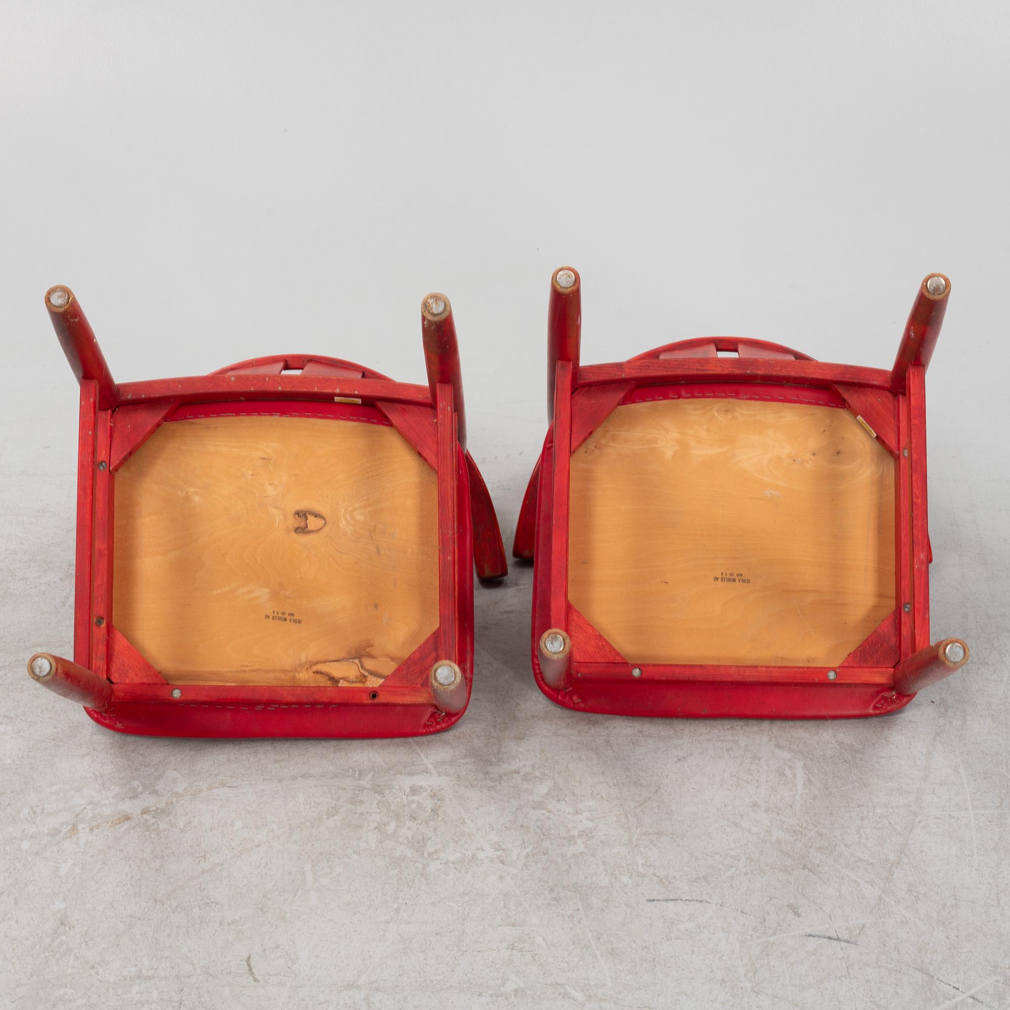 A set of eight armchairs, from Gemla, dated 1981.