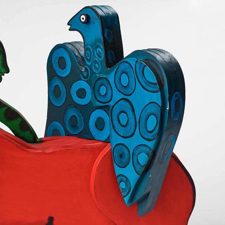 Beverloo Corneille, 'Femme rouge, Oiseau bleu, Chat vert".