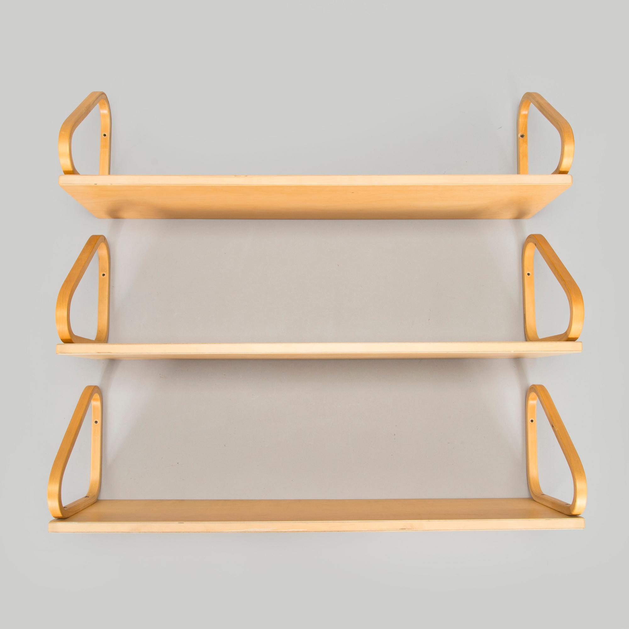 Alvar Aalto, set of three 1970s wall shelves '112 A' for Artek.
