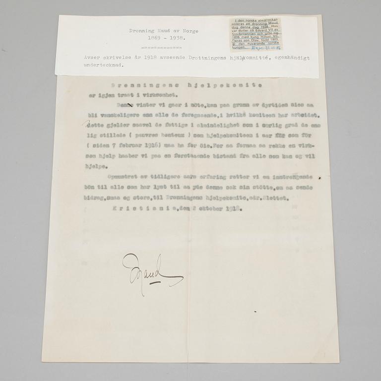 KUNGLIGA BREV, 6 st, Drottning Louise av Danmark, Drottning Maud av Norge, Prinsessan Eugenie av Sverige och Norge.