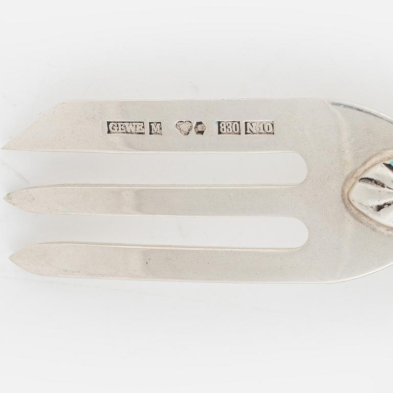 Bestickservis, 38 delar, silver, "Svenska floran", övervägande GEWE, Malmö, bl.a. 1981.