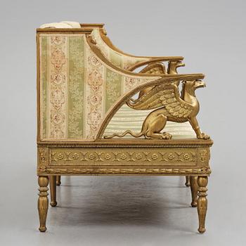 A late Gustavian sofa attributed to E. Ståhl (master in Stockholm 1794-1820).