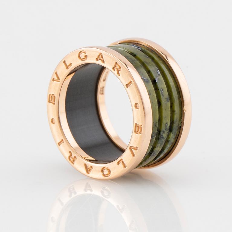 Bulgari ring B.zero1 rose gold with green marble.