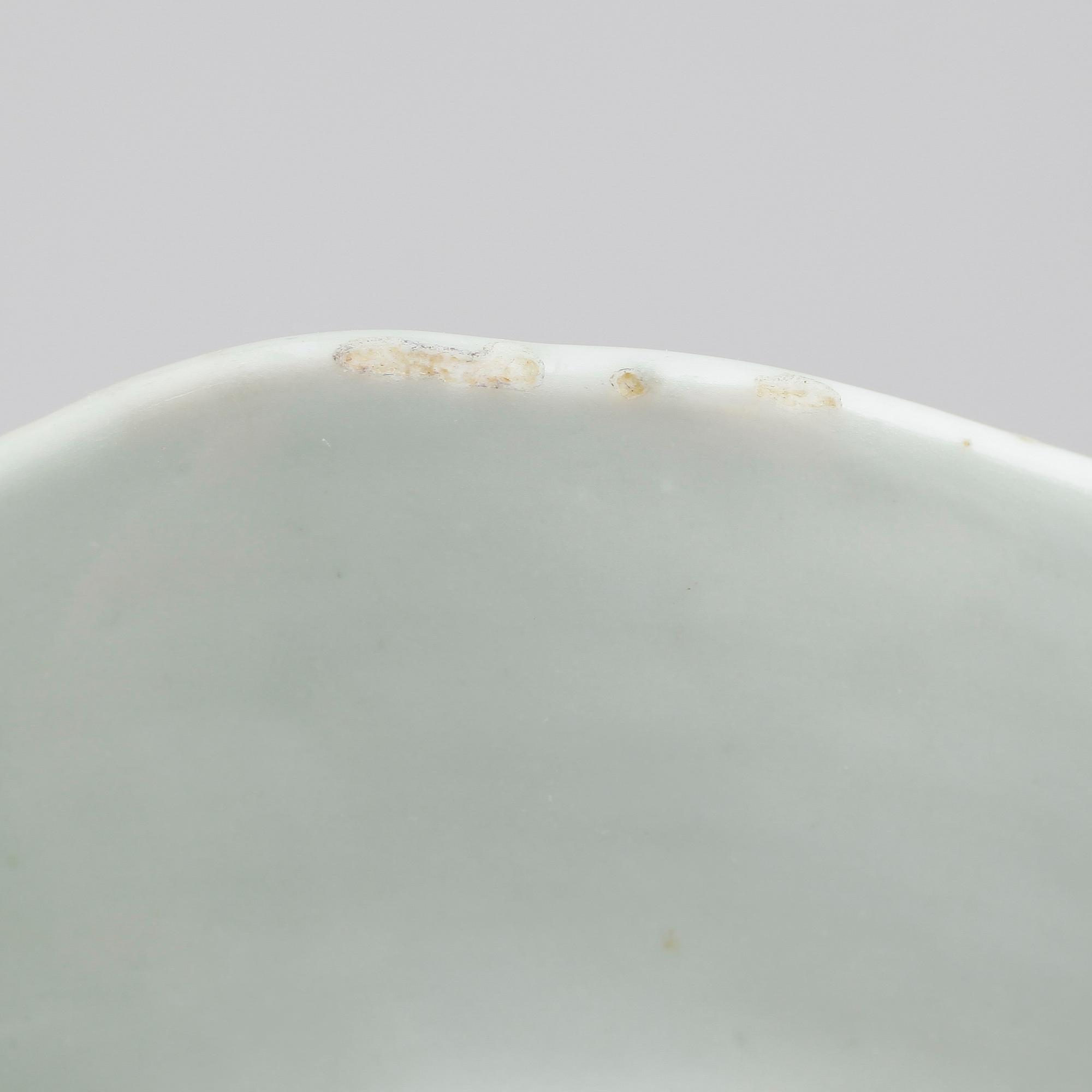 STEKFAT, 2 st, porslin, Kina, kompaniporslin, 1700-/1800-tal.