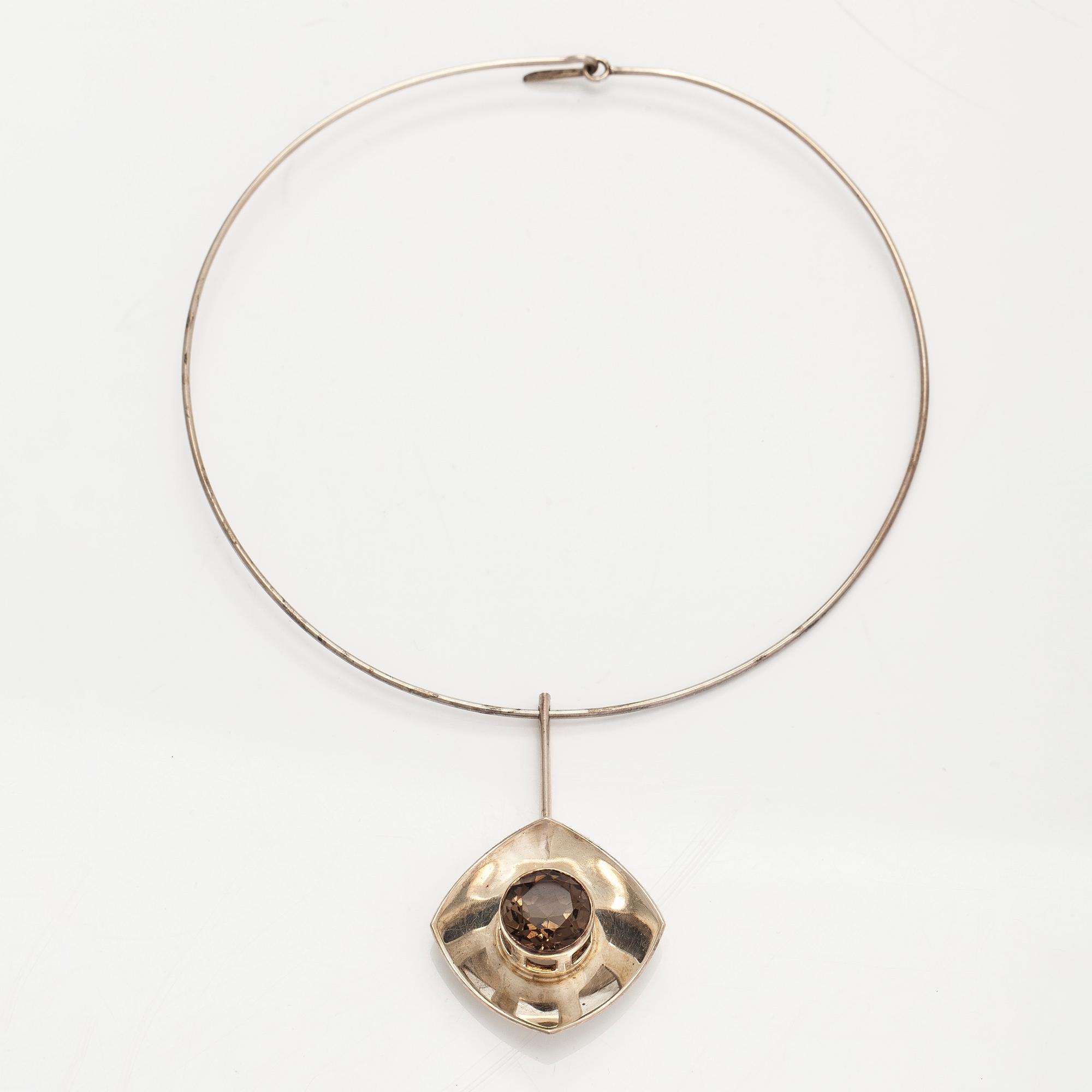 Bracelet and necklace, faceted smoky quartz, silver, Alton, Sweden 1966.