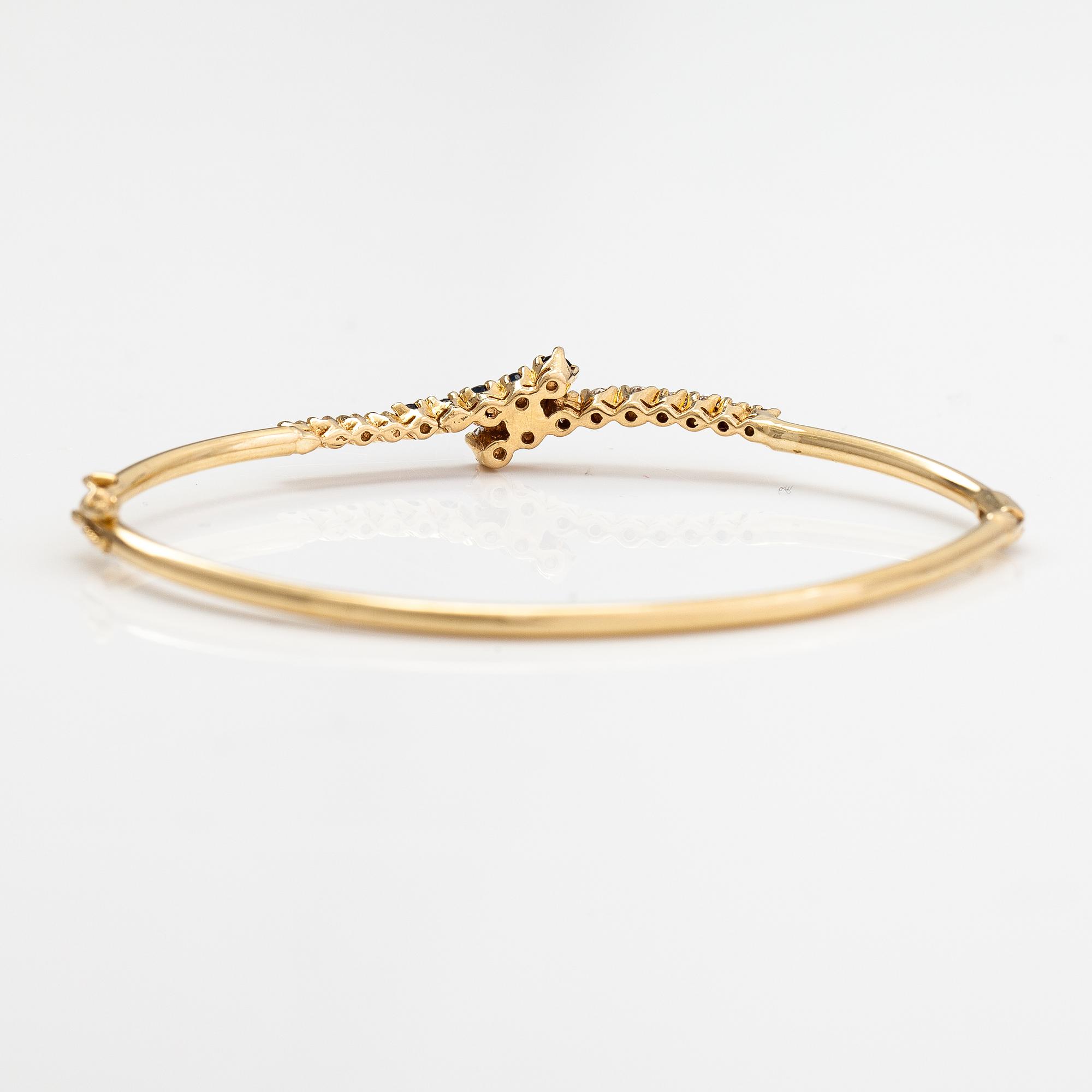 Armband, 14K guld, safirer och diamanter ca. 0.44 ct tot.