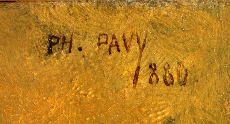 PHILIPPE PAVY, olja på pannå. Sign o dat 1880.