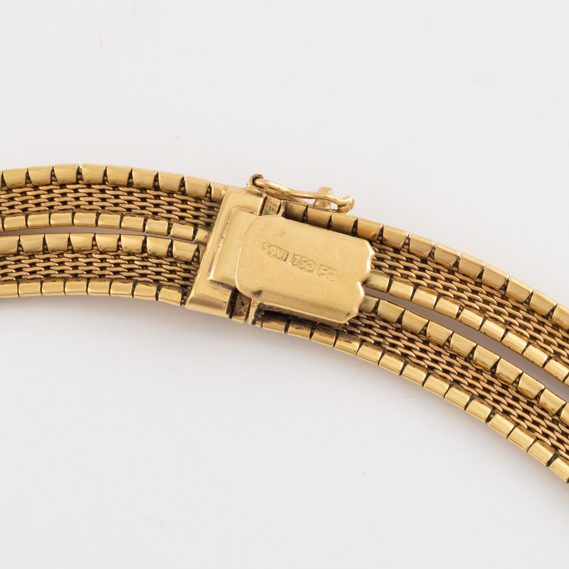 Necklace and bracelet, 18K gold. Italian marks.