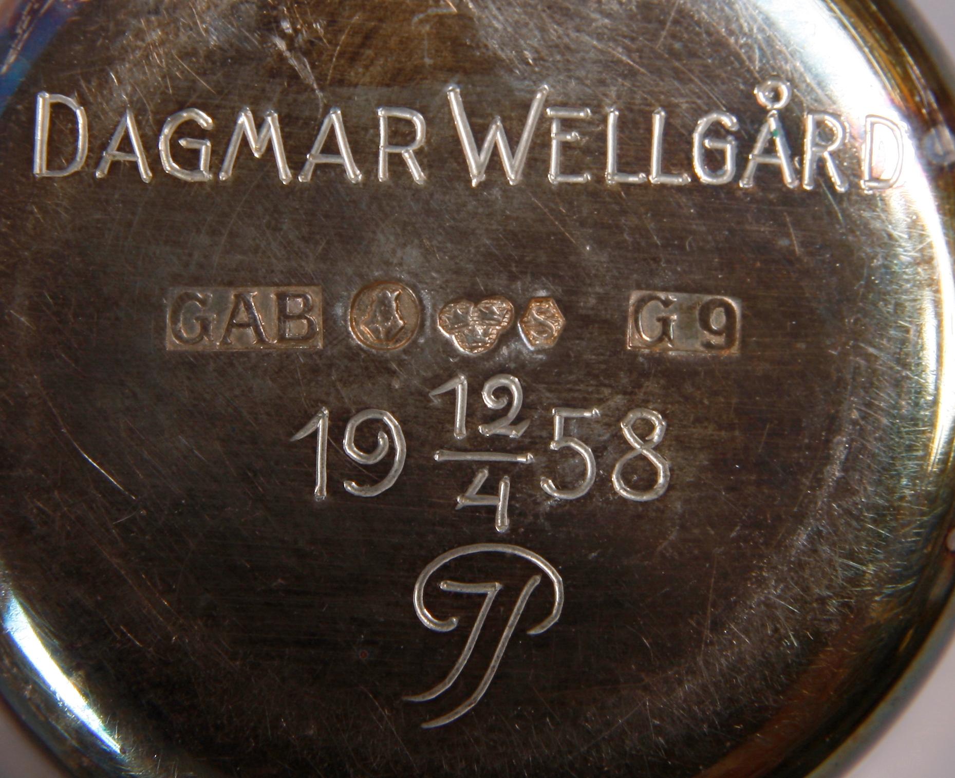 BÄGARE, 8 st, silver, bla Borgila och WA Bolin. 1930-50-tal.
