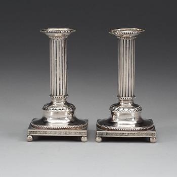 A pair of Swedish 18th century silver candlesticks, makers mark of Anders fredrik Weise, Stockholm 1793.