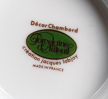 MATSERVIS, 33 delar, porslin, "Chambord", Jacques Lobjoy, D'Auteuil, Limoges, Frankrike, 1980-tal.