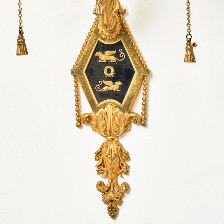 A pair of two-branch late Louis XVI ormolu and blued steel appliques attr. to F. Rémond (bronzier in Paris 1774-1812).