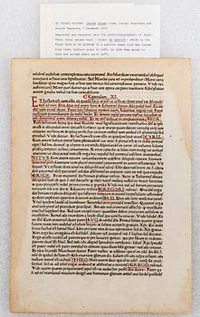 Leaves of Italian Incunabula / Printed leaves of the 1400s.