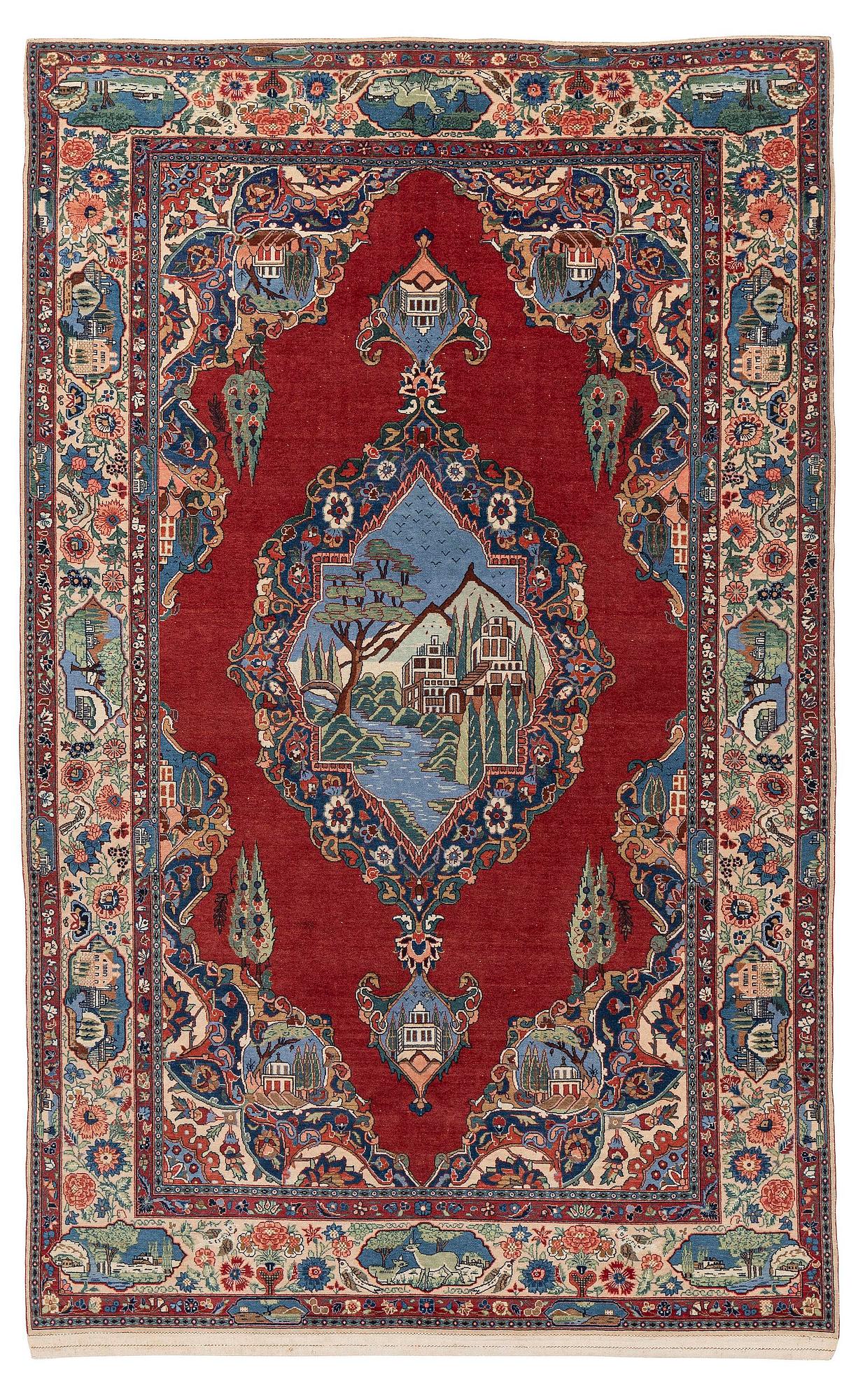 A semi-antique Kashan rug, Central Persia, c. 211 x 132 cm.