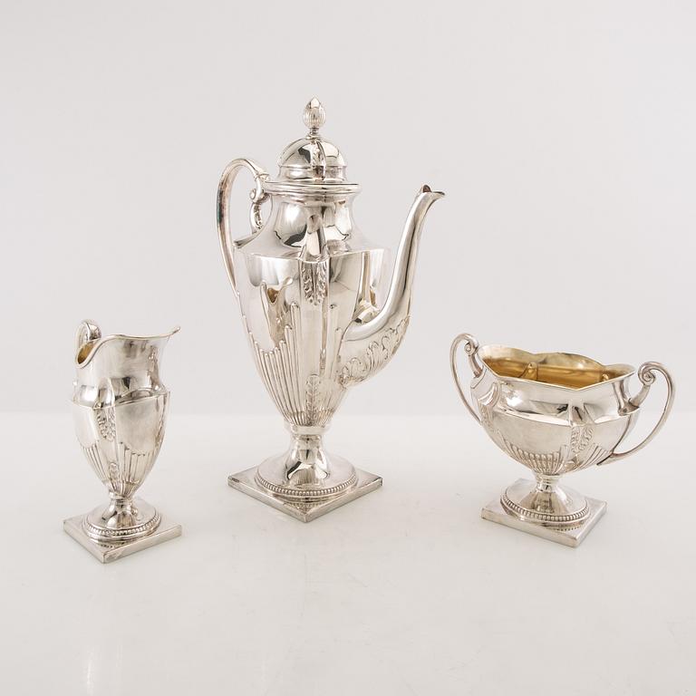 Coffee service 3 dlr Louis XVI style first half of the 20th century silver plate.