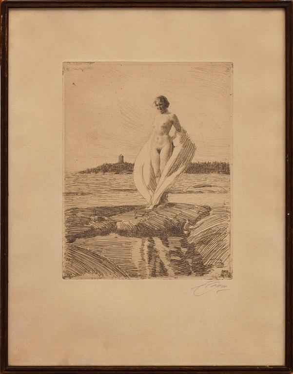 ANDERS ZORN, etning, sign. Utförd 1915.