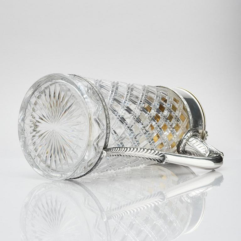 A  flamboyant and unusual large silver and cut-glass decanter by Wilhelm Bolin, Moscow 1912-1917, W.A. Bolin.