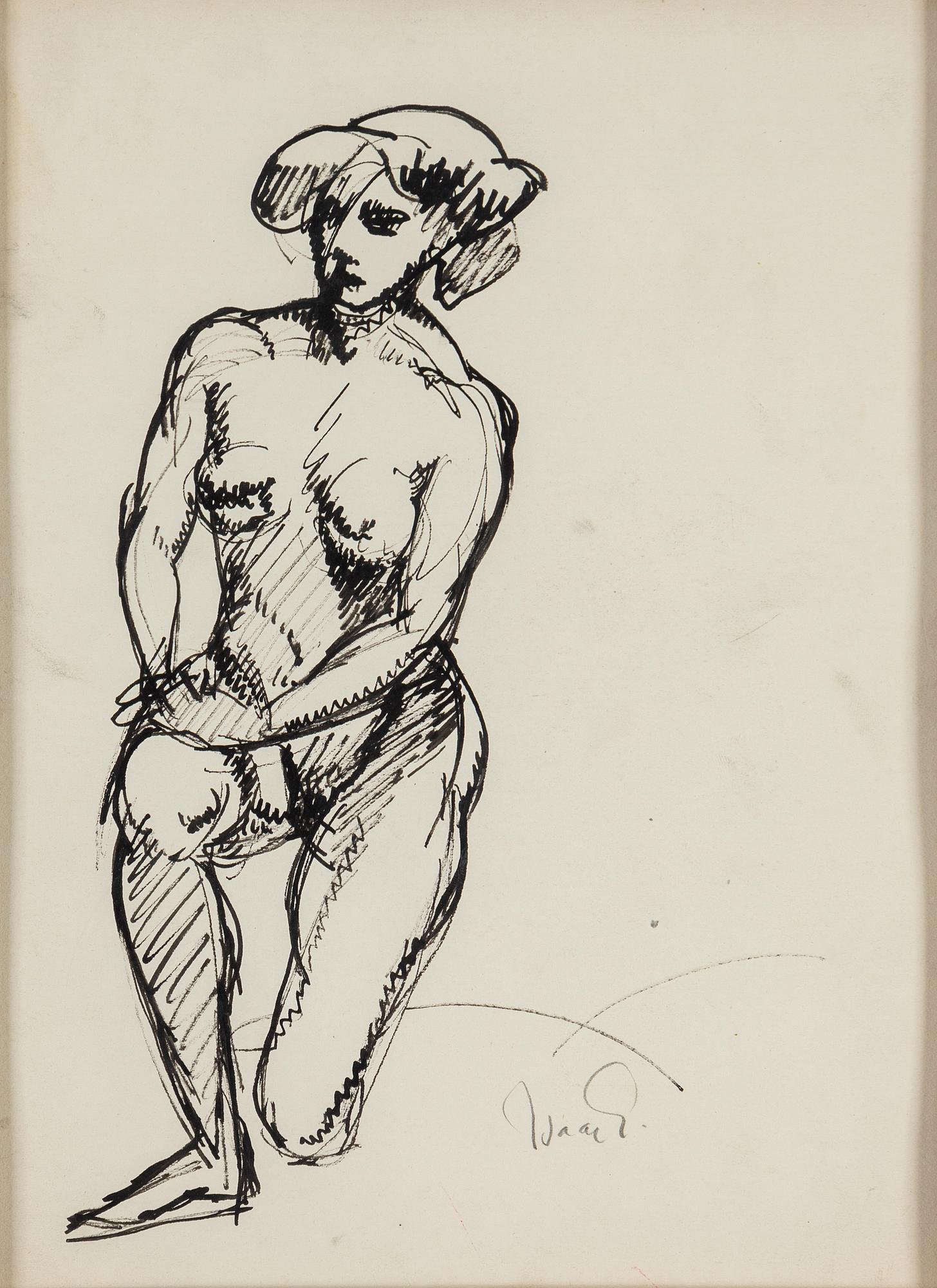 ISAAC GRÜNEWALD, INdian Ik and pencil on paper, signed Isaac.