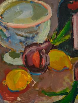 Erling Ärlingsson, "Nature morte" (Terrin, flaskor, lökar, citroner).