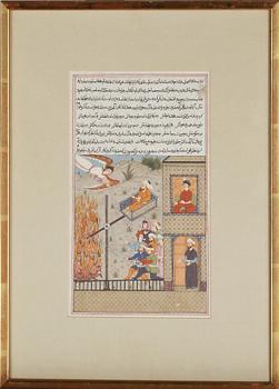 BOKSIDOR, 2 st, gouache, persiska, 1900-tal.